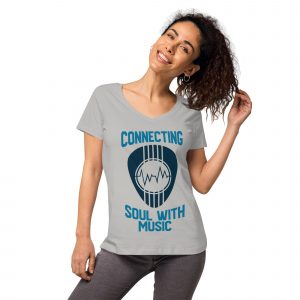 Camiseta cuello pico ajustada mujer Connecting soul with music